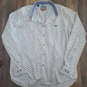 Dario Beltran Bicycle Print Long Sleeve Button Down Mens Size 44/17.5